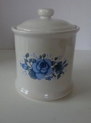 Kitchen Canister Jay Import Blue Velvet Rose Ceramic with Lid Floral with Lid 9