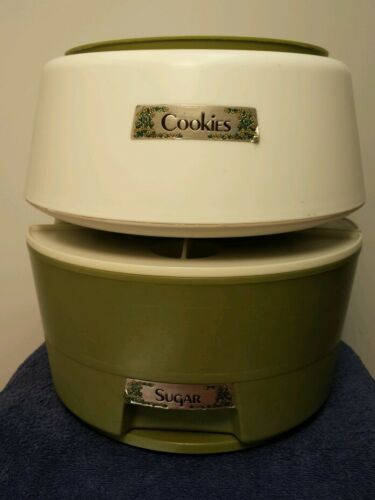 Vintage~Retro Olive Green  RubberMaid Party Plan Lazy Susan Canister Carousel