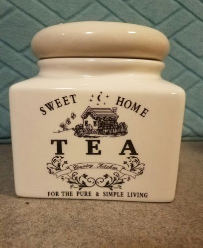 Ivory Ceramic Tea Canister with Lid