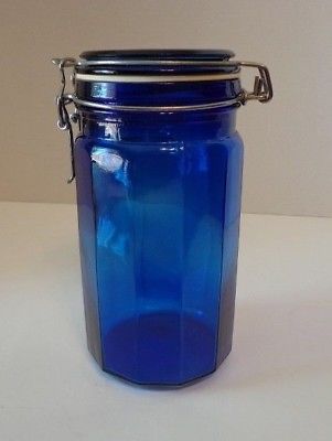 Cobalt Blue Glass Canister Kitchen Jars 8