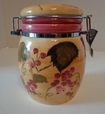Design Pac Inc Kitchen Canister Ceramic Grapes Green Leaves Yellow 6