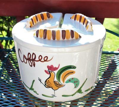 Vintage Ceramic Rooster California Canister Set RARE Round Country Farm Chicken