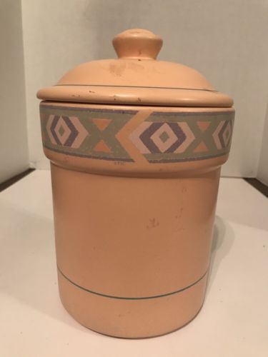Vntg Ceramic Canister/Jar Treasure Craft Southwest Pattern Japan Kitchenware