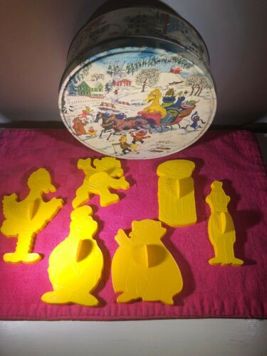 Vintage Sesame Street Cookie Cutters 1977 With Tin Lot of 6 Cookie Cutters
