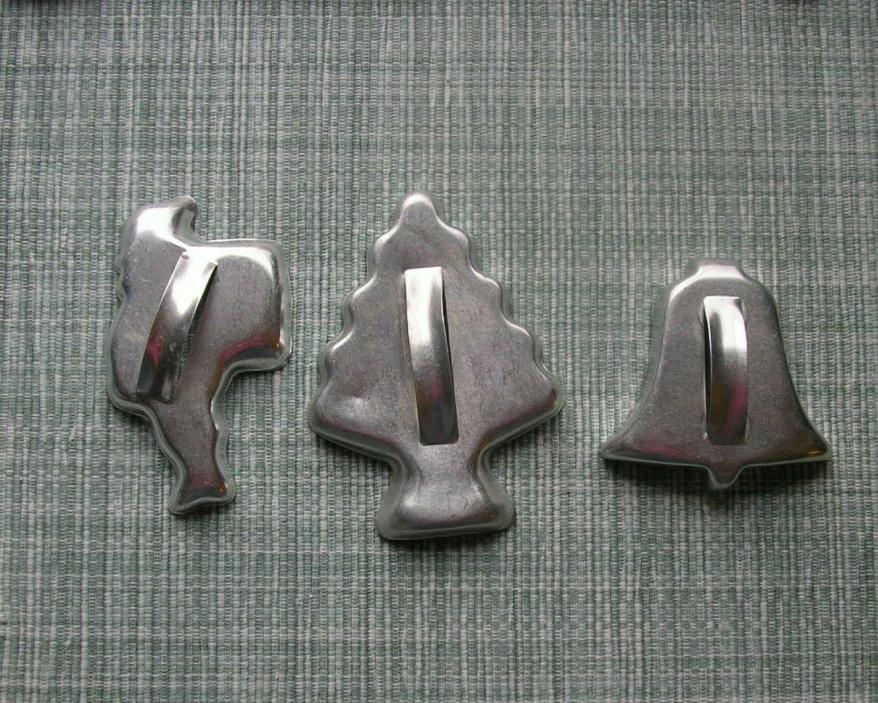 Vintage  Aluminum Cookie Cutters - Lot of 3 Christmas Theme