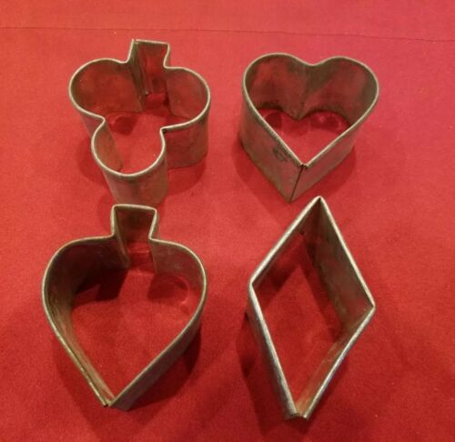 Vtg Metal Playing Card Suits Cookie Sandwich Cutter Set Heavy Rolled Edge - 0119