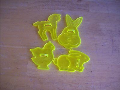 Amscan Set Of 4 Yellow Plastic Easter Cookie Cutters Lamb Chick Bunny/Rabbit