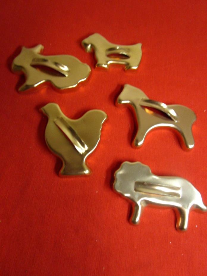 Lot of 5 Vintage Metal Cookie Cutters ~ Mixed Shapes ~ Animals