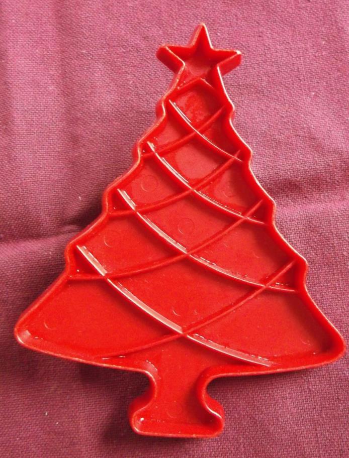 Vintage Tupperware Plastic Red Christmas Tree Cookie Cutter 4.75