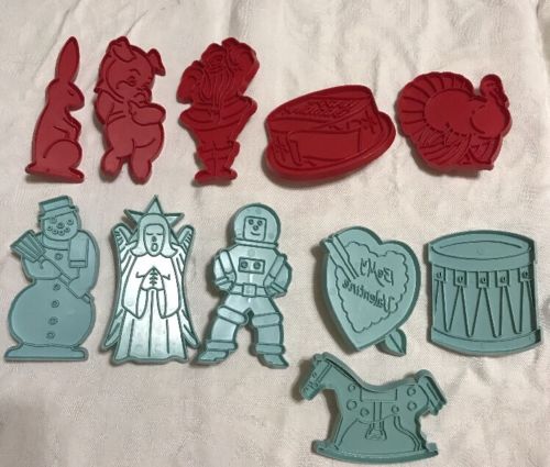 Lot 11 Cookie Cutters Stanley Home Blue Red Vintage Astronaut Drum Liberty Pig