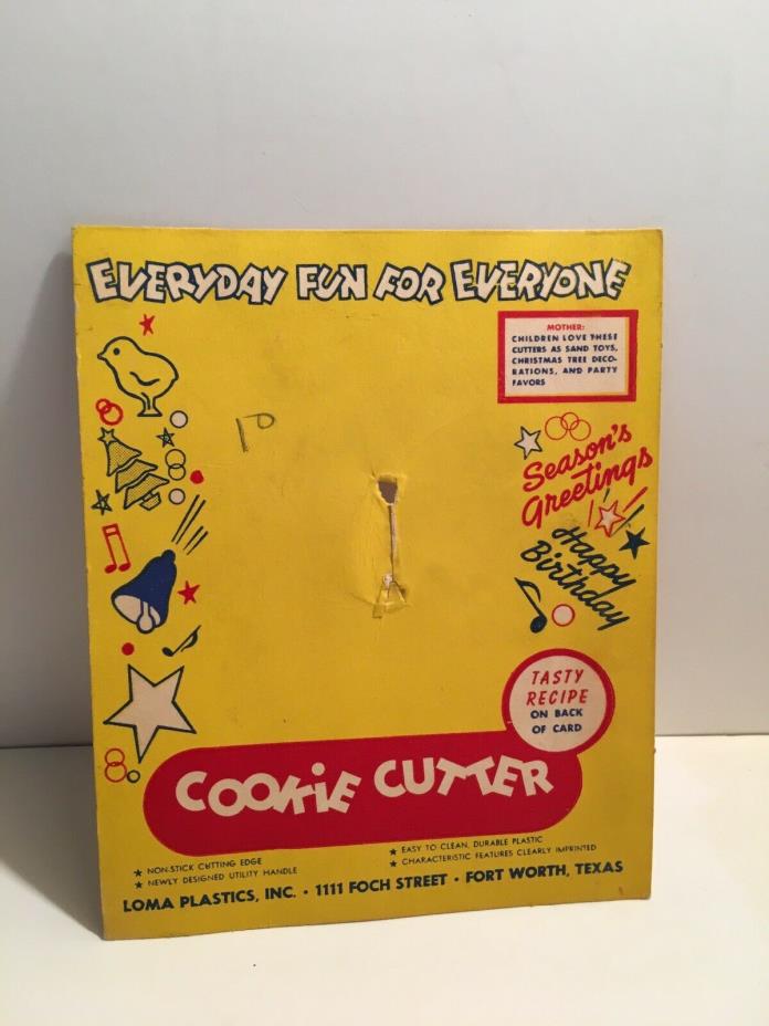 60's LOMA COOKIE CUTTER CHRISTMAS THEME ORIGINAL YELLOW ADVERTISING RECIPE CARD