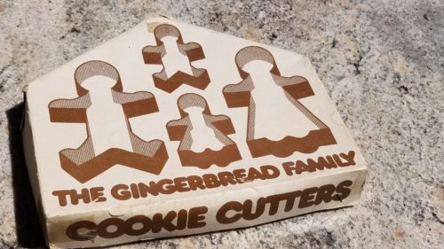 Vintage Gingerbread Family Cookie Cutters Metal Alfred Knobler with Box