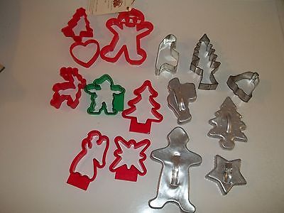 Vintage Lot of 15 Aluminum, Plastic & Tin Cookie Cutters - Chrisstmas & Others