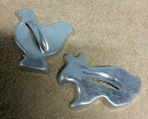 vintage aluminum cookie cutter chicken bunny