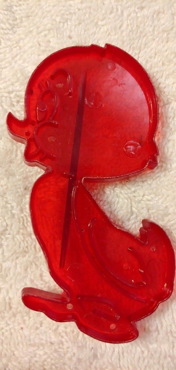 Quacker Duck © Loew's Incorporated 1956 Red Hard Plastic Cookie Cutter