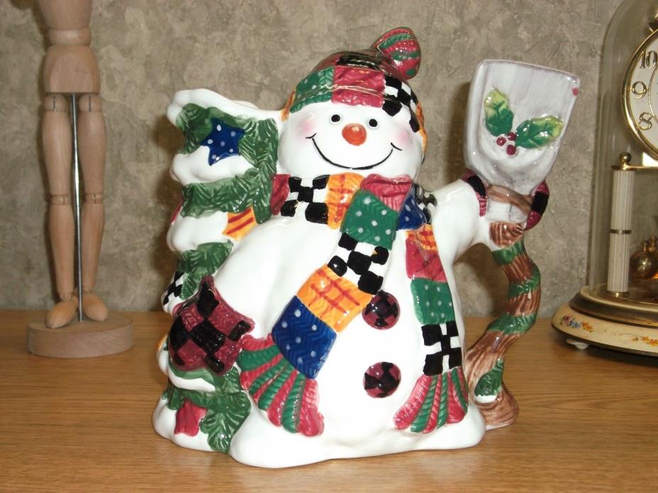 Happy Ceramic Holiday Snowman Pitcher