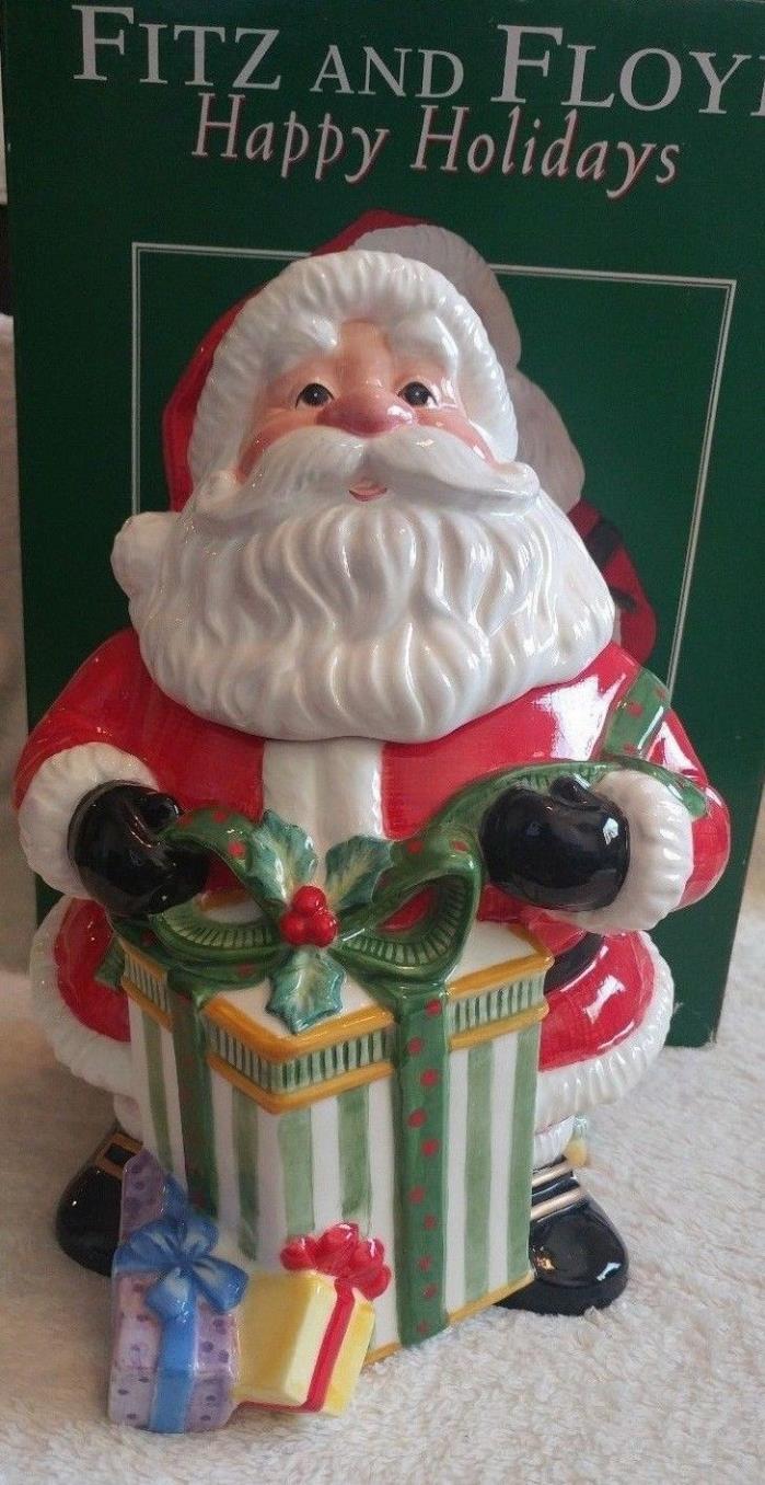 FITZ AND FLOYD 2004 Happy Holidays Santa Cookie Jar, Original Box, Unused
