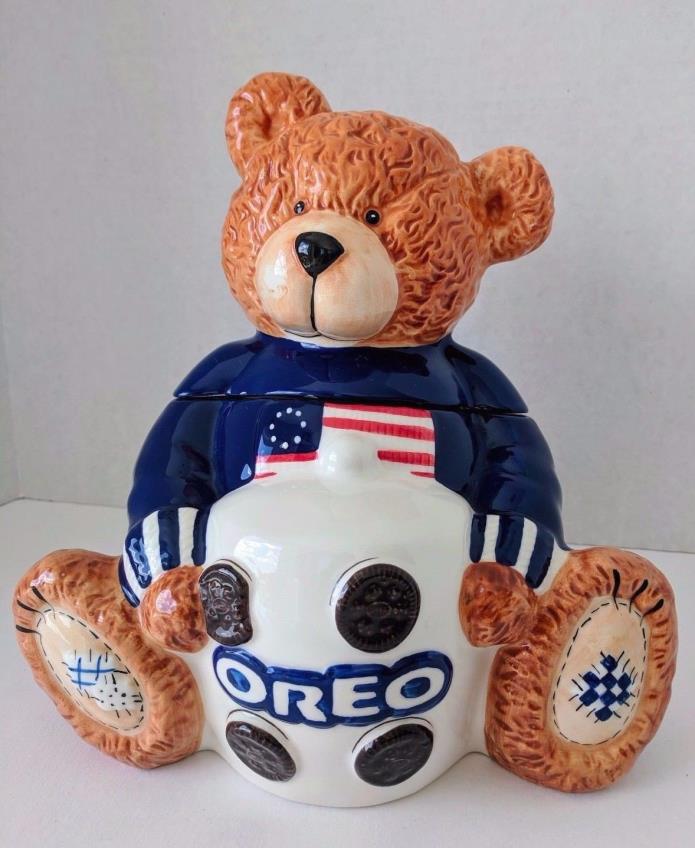 Oreo Cookies Bear Jar 2002 Retired Collectible Ceramic Kraft Foods Pre-Owned