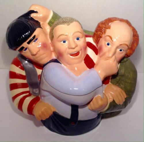 The Three Stooges 1997 Clay Art Moe Larry Curly Cookie Jar #J460