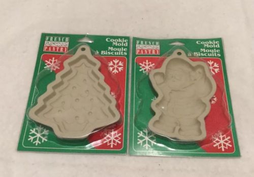 French Pantry Ceramic Cookie Mold Santa Clause And Christmas Tree