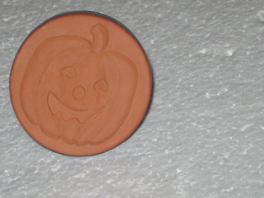 Terra Cotta Cookie Stamp Halloween Pumpkin Jack-O-Lantern Blue Handle Rycraft