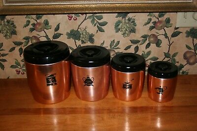 VINTAGE WEST BEND ALUMINUM COPPER COLORED KITCHEN CANISTERS-SET OF 4