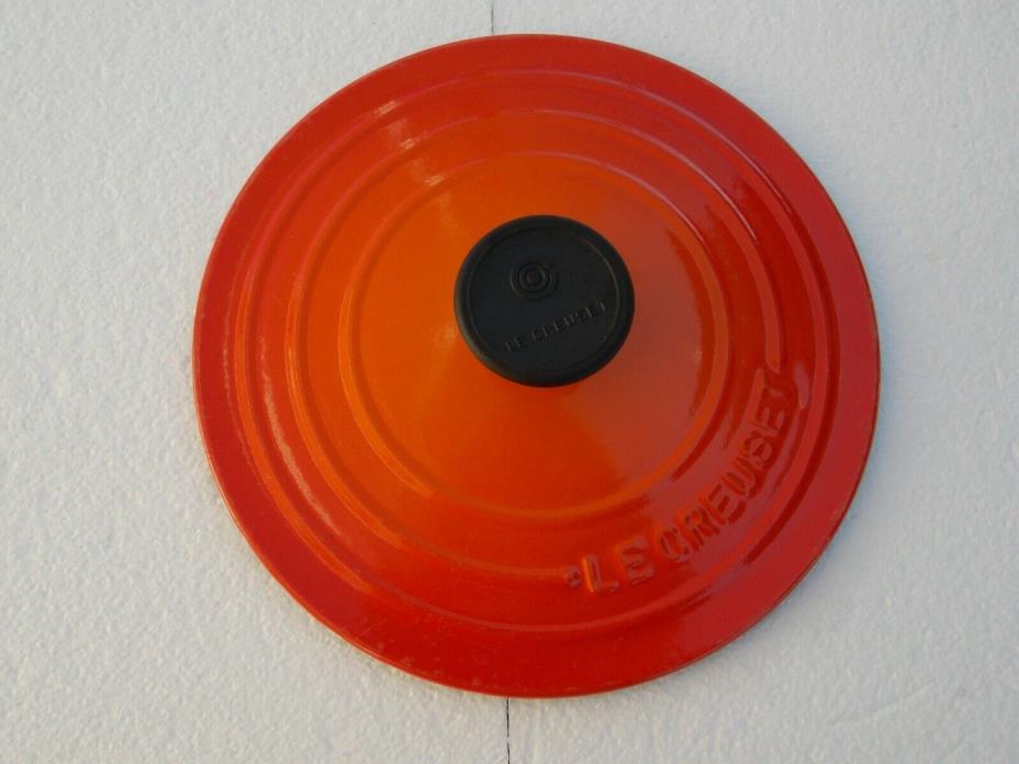 VINTAGE LE CREUSET #18 LID ORANGE CAST IRON ENAMEL - LID ONLY