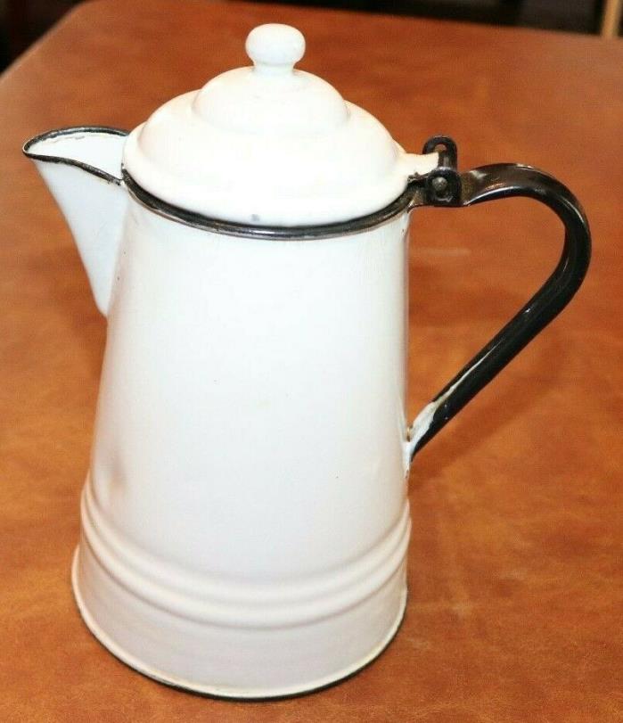 Vintage White & Black Enamel Coffee Pot