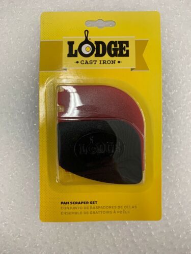 Lodge Cast Iron Durable Polycarbonate Pan Scraper Comes With 2 Black and Red New