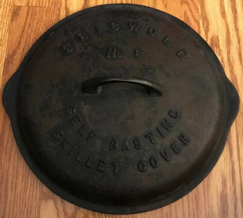 Antique Griswold Cast Iron No. 8 Self Basting Skillet Cover Lid Pat. 1925 USA