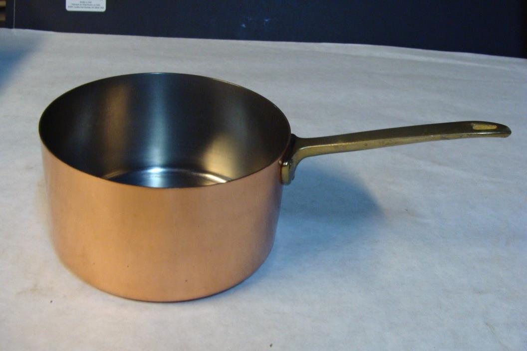 Rare Paul Revere Signature Copper 1 Qt sauce pan pot Brass Handle Excellent Cond