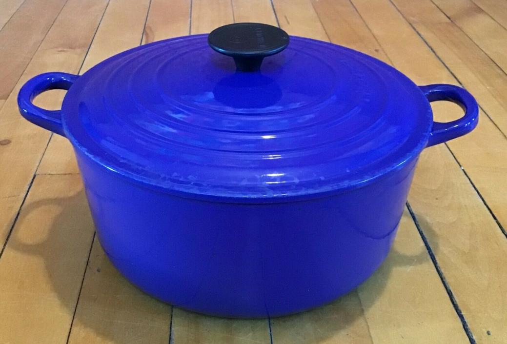 Le Creuset #24 Blue Enameled Cast Iron 4qt Dutch Oven Pot & Lid