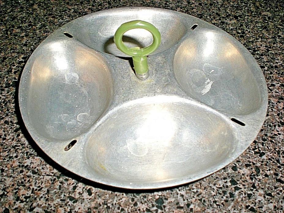VINTAGE EGG COOKER INSERT NO BRAND NAME GREEN HANDLE 4 CUP