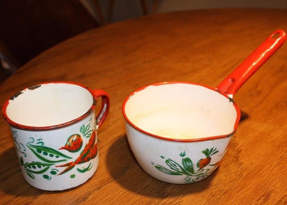 Vintage Enamel dipper and cup