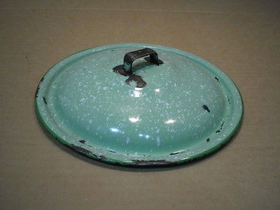 Vintage Green Speckle Pot or Pan Lid Only 8