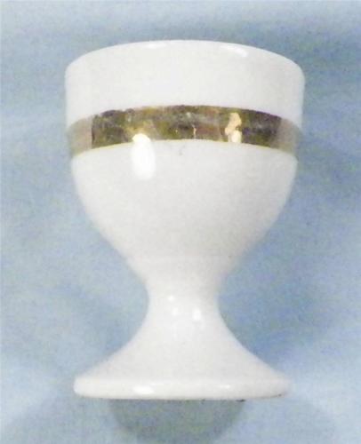 Vintage Wedding Band Egg Cup White Porcelain Gold Painted Band