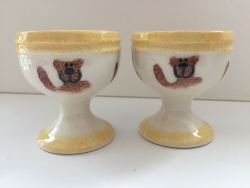 Two Vintage Ceramic  Egg Cups With Teddy Bears