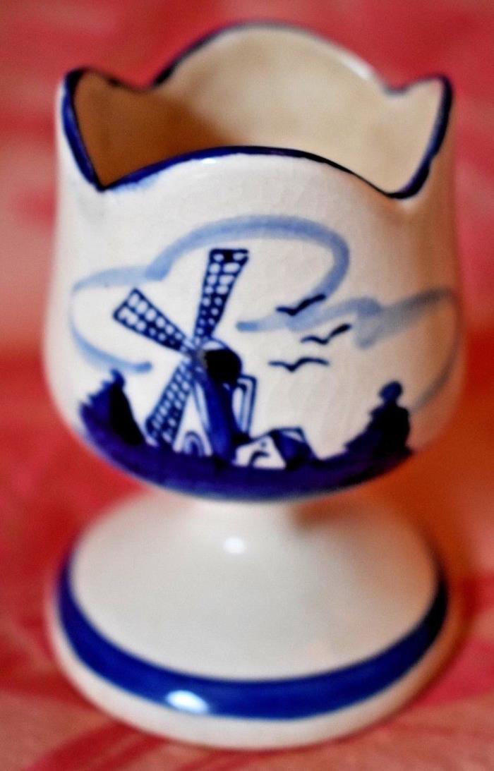 Windmill Egg Cup or Toothpick Holder Scalloped Delft?