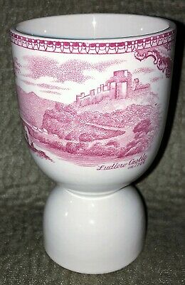 DOUBLE EGG CUP~LUDLOW CASTLE~BURGANDY/WHITE~FROM MY COLLECTION