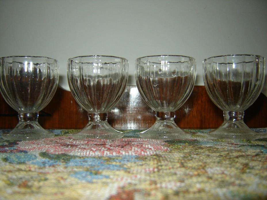 Lot of 4 Vintage Clear Dominion Glass Ribbed Egg Cups -  Elegant & Durable