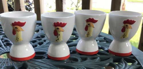 Vintage Holt Howard Egg Cup Set 1950s Rooster Farmhouse Rustic Easter Decoration