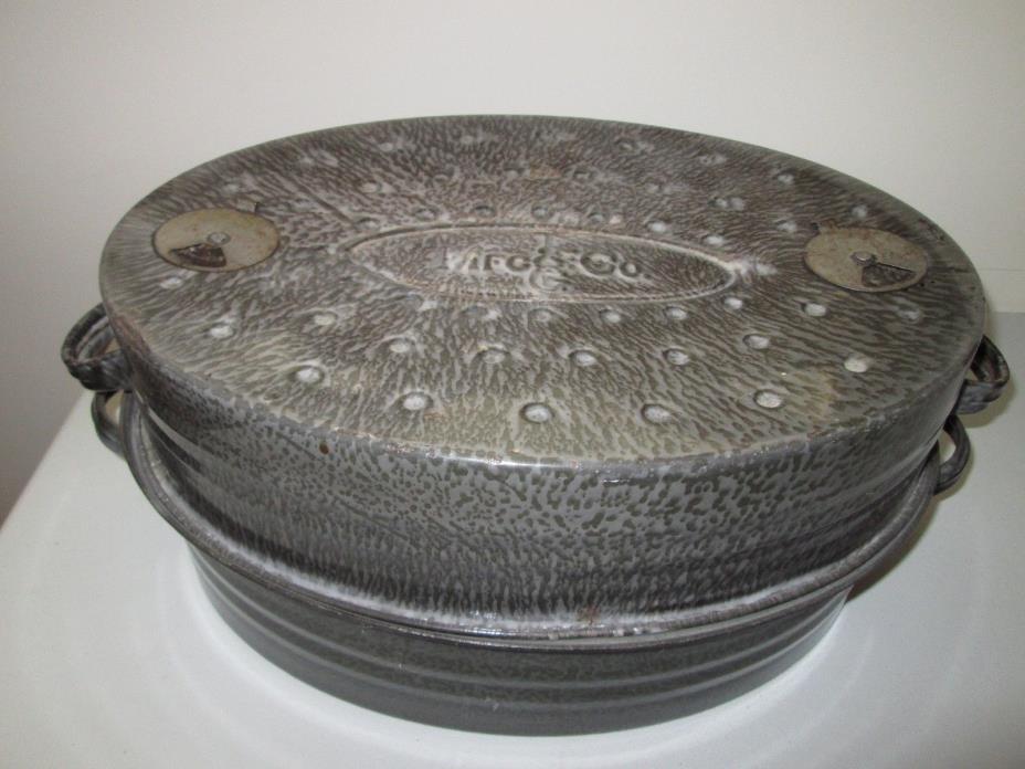L & G Gray Graniteware Roaster