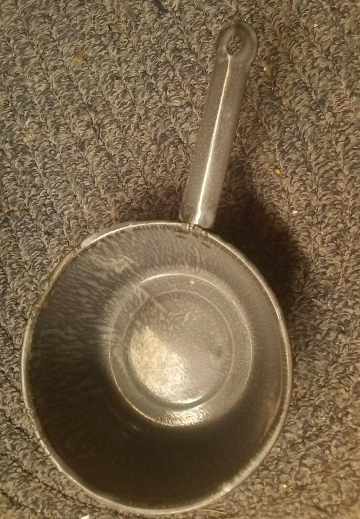 Enamelware Vintage Gray Granite Splatterware Grey Pot 3.5x8 cooking pot evc