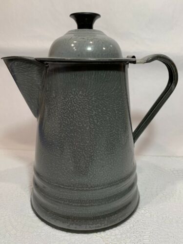 Vintage Grey EnamelWare Enamel Ware Graniteware Coffee Pot Cowboy Kettle Granite