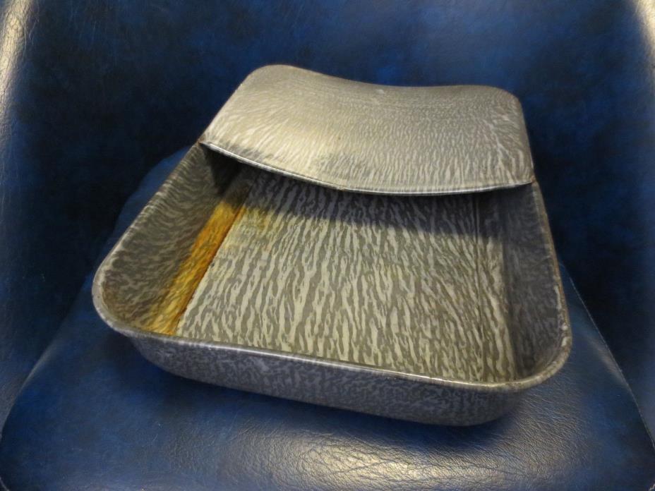 Vintage Chamber Pot Bed Pan Fracture Pan Grey Speckled Graniteware Enamelware
