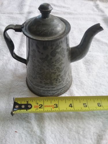 antique miniature graniteware coffee tea pot