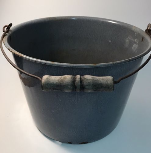 Graniteware Gray Soup Pail Bucket 8