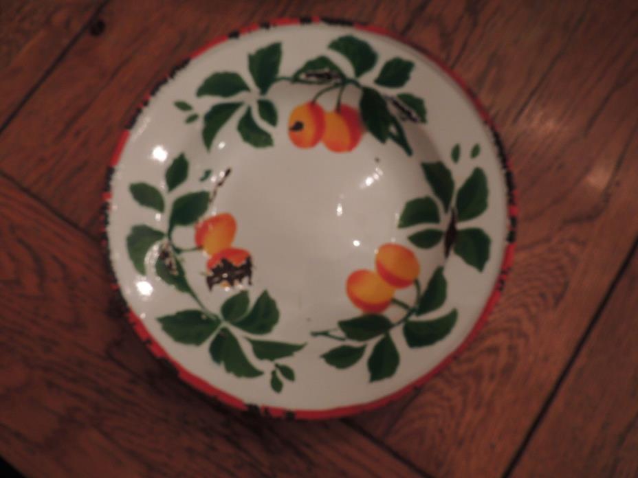 Vintage Enamel Graniteware fruit Bowl  Design
