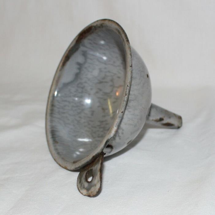 Vintage Antique Grey Graniteware Funnel