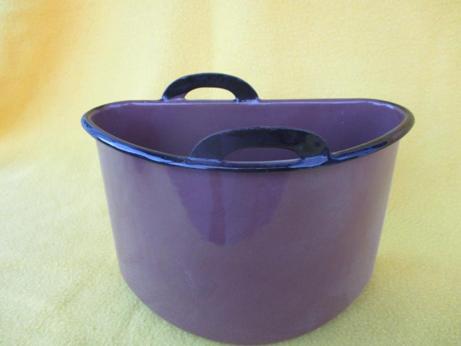 Vintage graniteware brown odd-shaped bowl pan black handles NO CHIPS